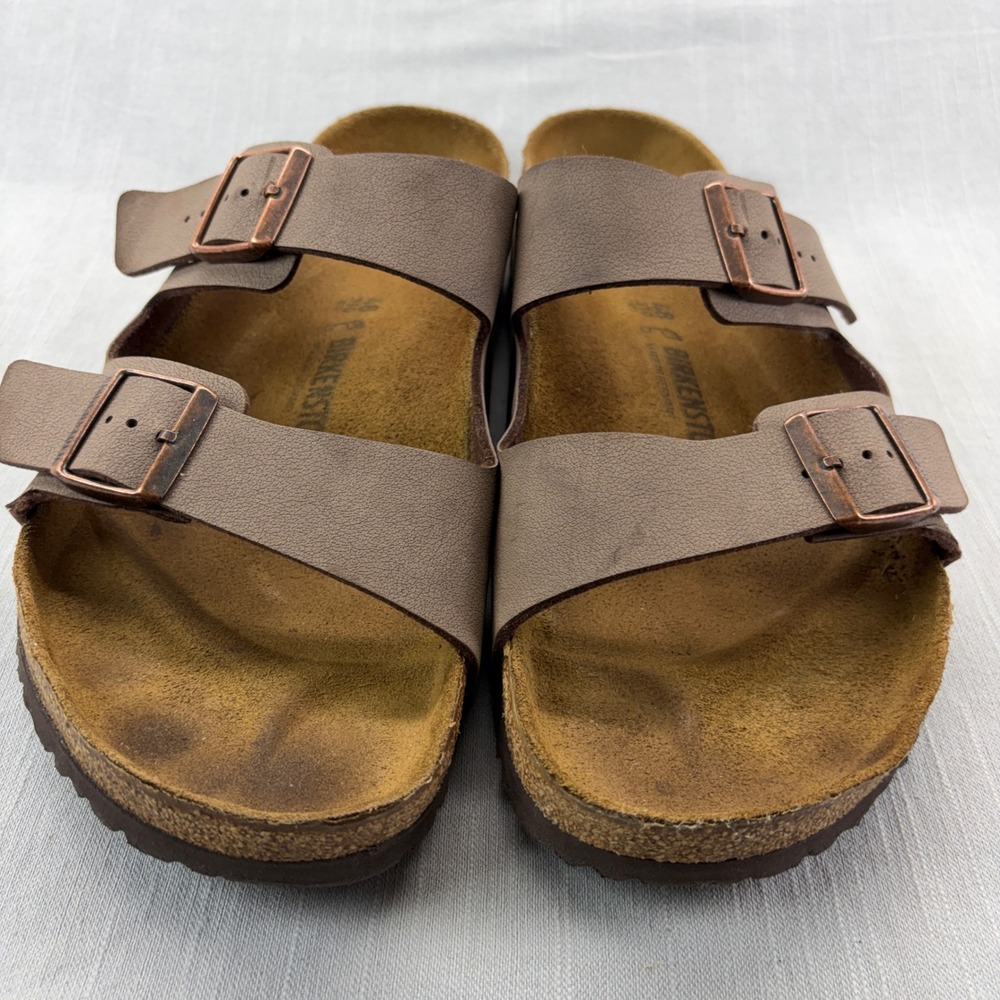 Birkenstock Arizona Sandals Mens 48 Mocha Birko-Flor Two Strap Buckle Slide FIRM